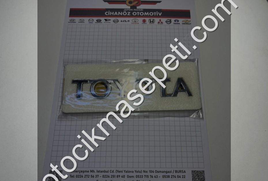 TOYOTA ARKA BAGAJ KROM YAZI